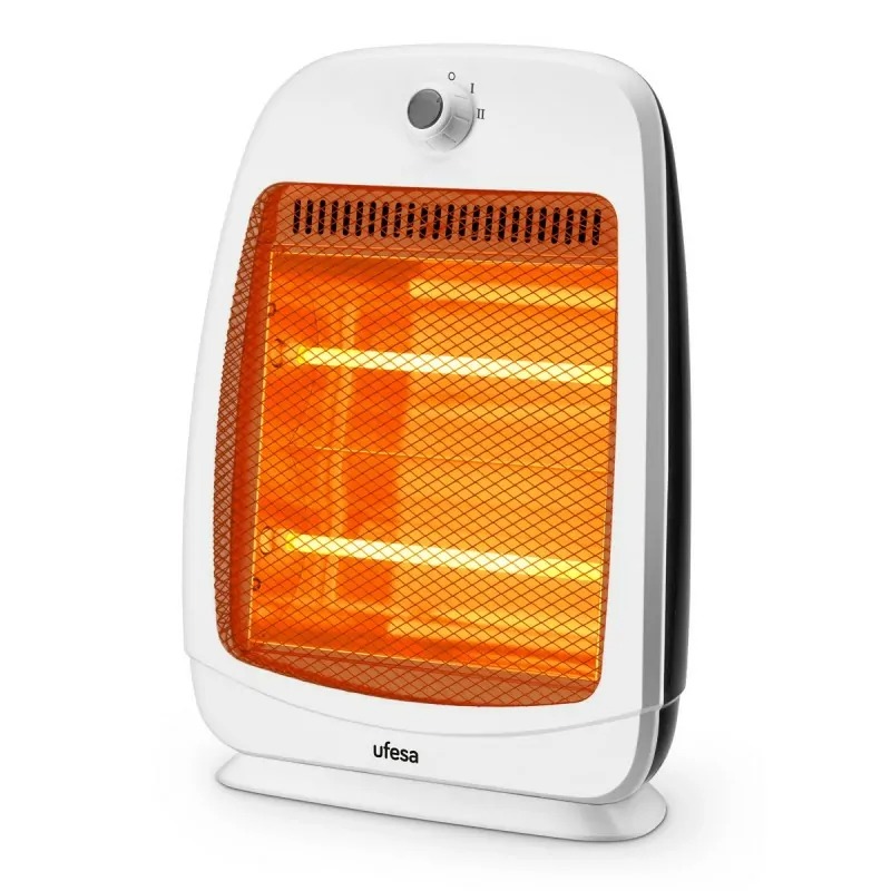 Calefactor infrarrojos Ufesa RIGEL 83405501 800W, cristal de cuarzo, interruptor de encendido y apagado, 2 tubos, blanco